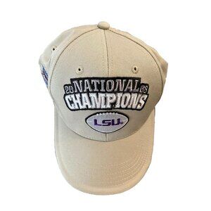 LSU 2003 National Champions Logo Cap Hat Nike Nokia Sugar Bowl Beige Adj. Strap